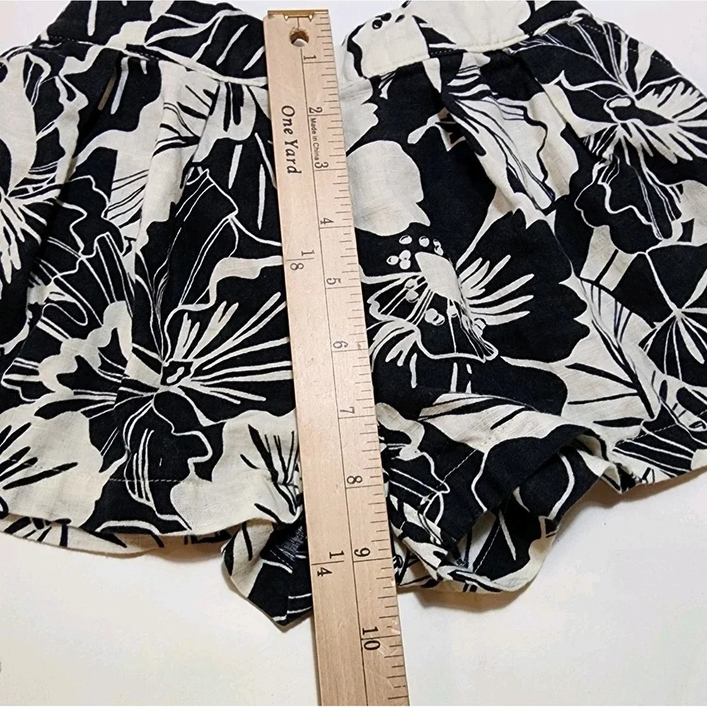 Gap Kids Linen Blend Tank & Shorts Set Youth Size 5 Black White Floral Summer